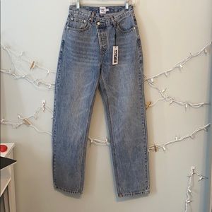 Princess Polly crossover jean light wash